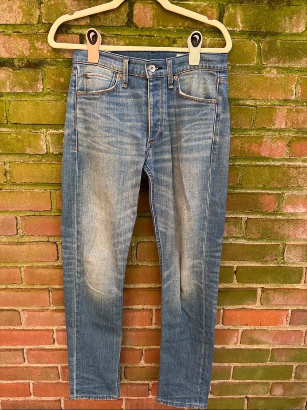 rag & bone slim fit faded blue jeans